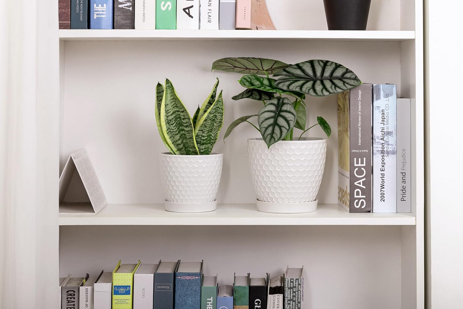 Docrin Ceramic Plant Pots Set of 2 (6.6"+5.5"), High-Fired Clay Indoor