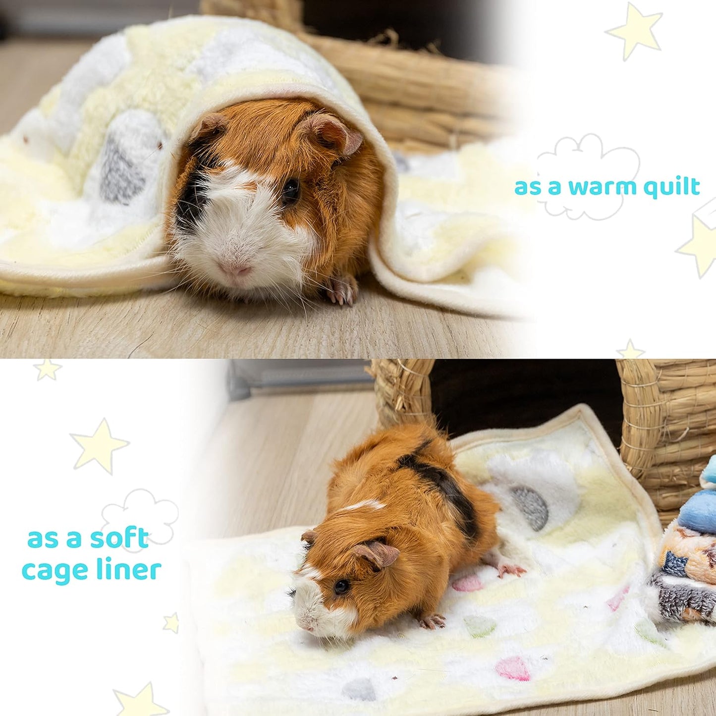 CUSOZWO Guinea Pig Bedding Mat - 6 Pack Fleece Soft Warm Small Animal 
