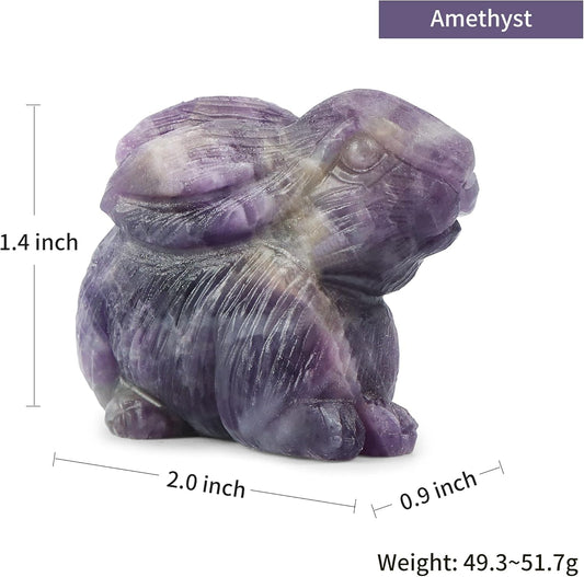 Artistone Amethyst Crystals Rabbit Statue Figurines,Hand Carved Gemsto
