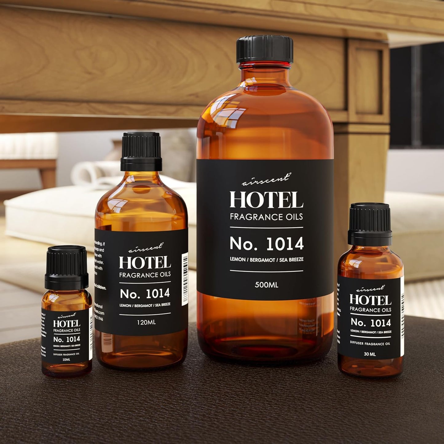 AirScent Hotel Diffuser Oil No. 1014 - The Iconic 5-Star Hotel Coastal Blend - Lemon Bergamot Sea Breeze - 120 mL Hotel Diffuser Oil for Ultrasonic and Waterless Diffusers and Crafting