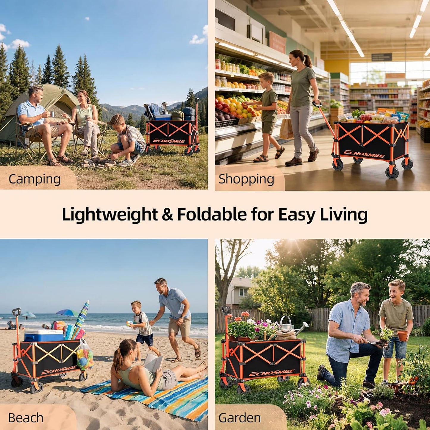EchoSmile Folding Wagon (Black&Orange)