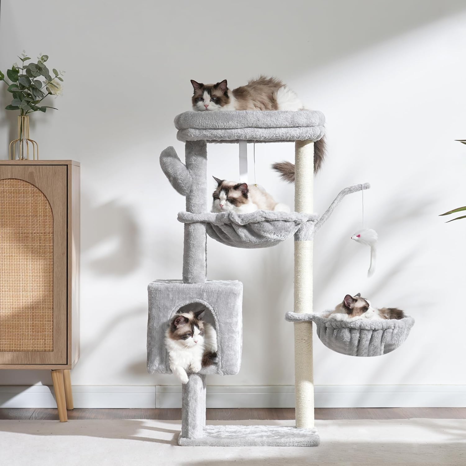 Heybly Cat Tree, 39.4 Inches Tower Condo with Scratching Post, Cat Tow