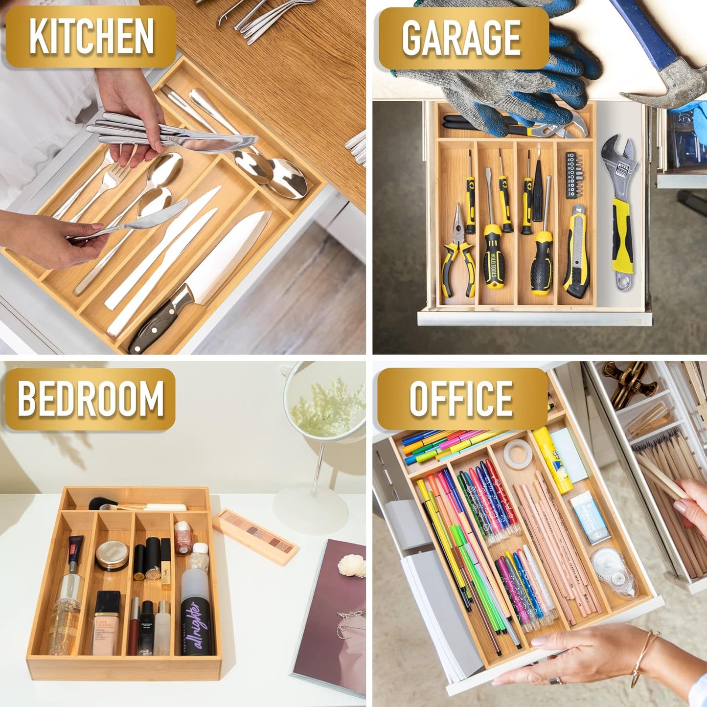 Silverware Organizer Kitchen Drawer Organizer Utensil Organizer Bamboo
