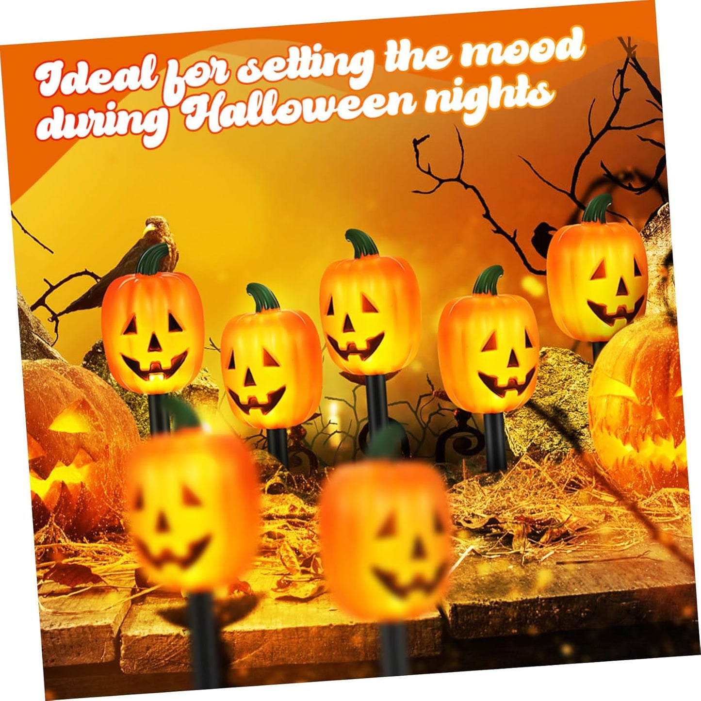 Milisten 1Set Halloween Pumpkin Solar Lights of Warm Solar Garden Lights for Outdoor Decorations Compact for Halloween Battery Powered Durable