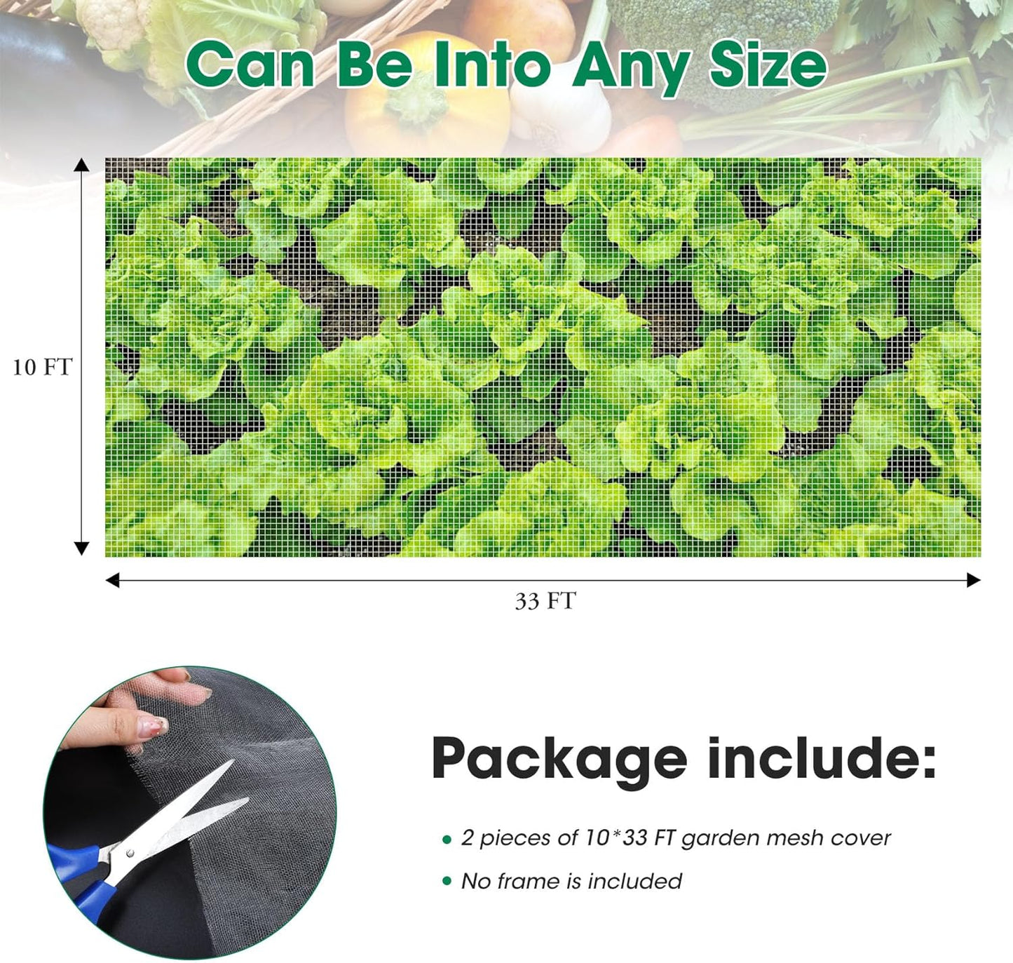 Unves 2 Pack 10 x 33 FT Garden Netting, Mosquito Net Ultra Mesh for Ga