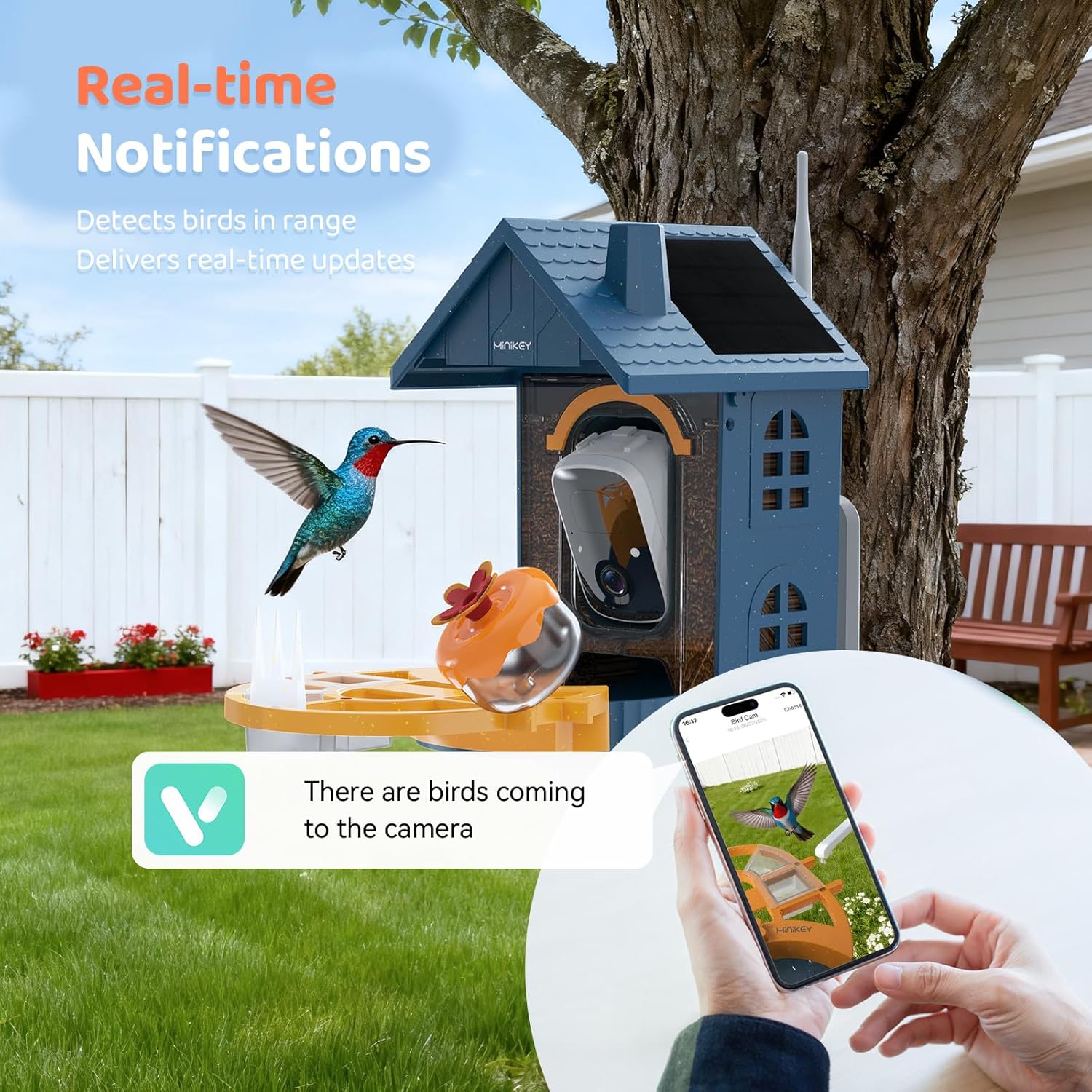 Smart Bird Feeder with Camera Outdoor Birdhouse:AI Identifies 11000+ S