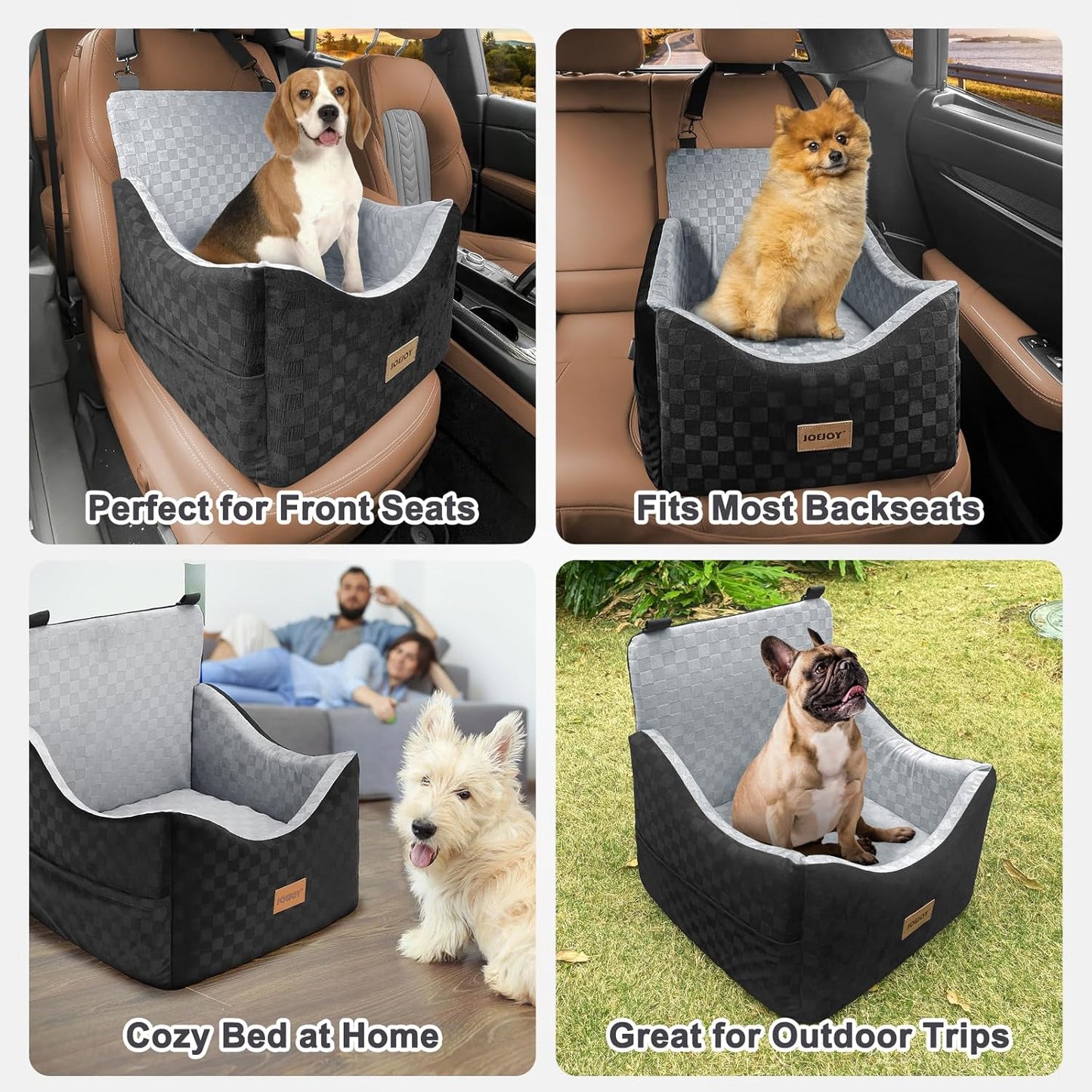 JOEJOY Elevated Dog Car Seat for Small/Medium Dogs up to 35 lbs, Memor