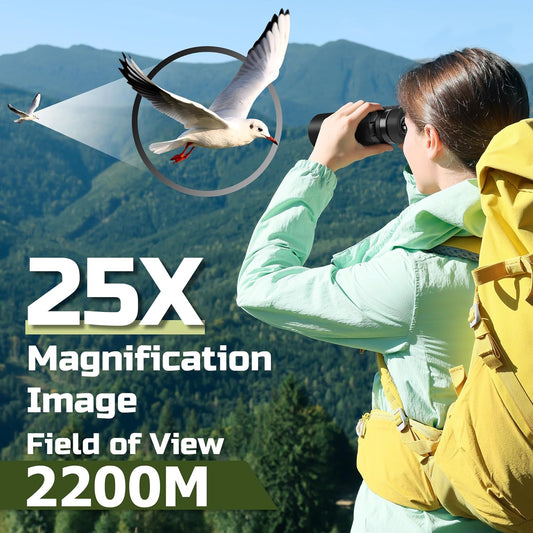 High Power 25X60 Binoculars for Adults Waterproof 60mm Big Eyepiece Fogproof Binoculars with BAK4 Prism FMC Lens for Outdoor Stargazing Hunting Traveling Wildlife Bird Watching (Black)