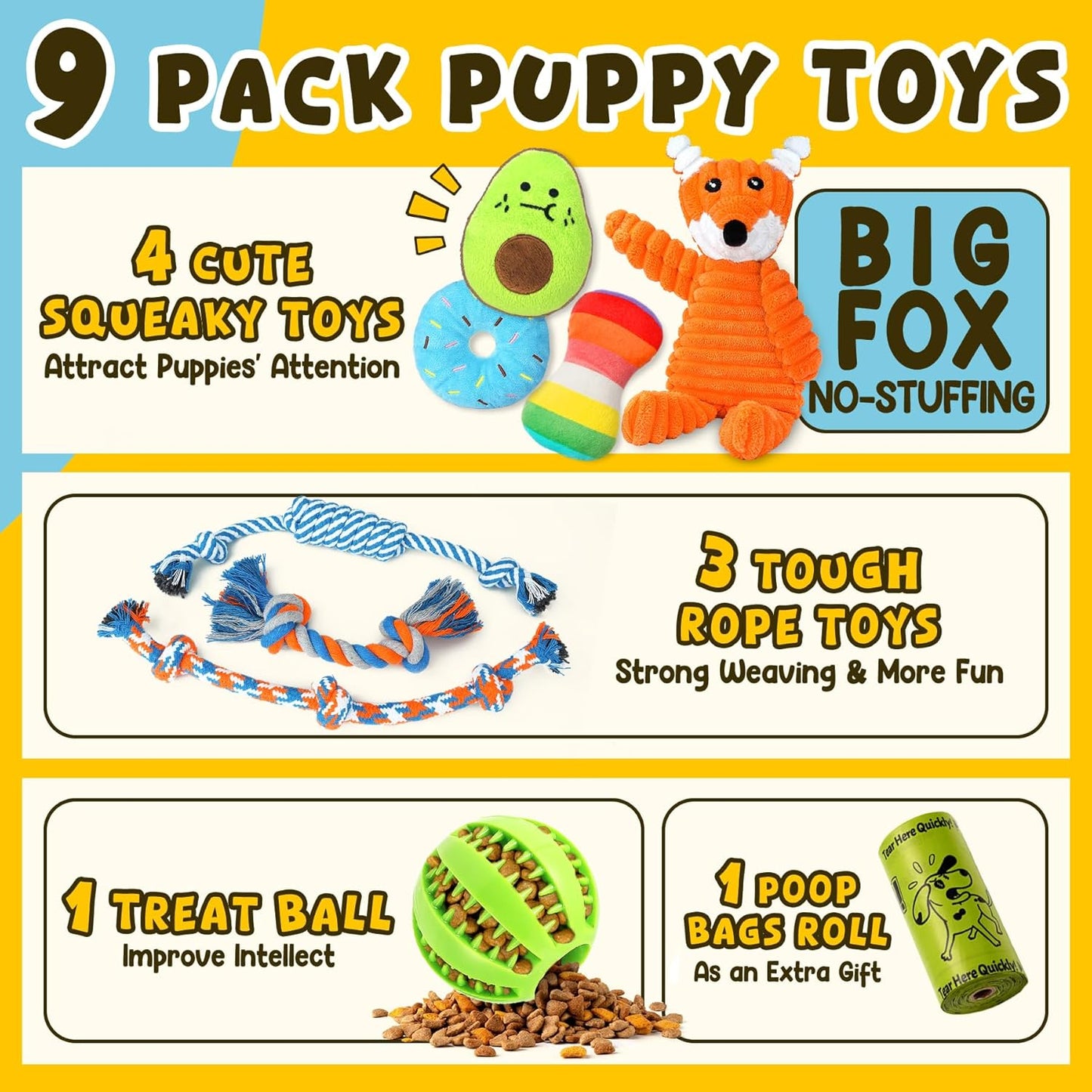 Zeaxuie 9 Pack Luxury Puppy Toys for Teething Small Dogs, Puppy Chew T