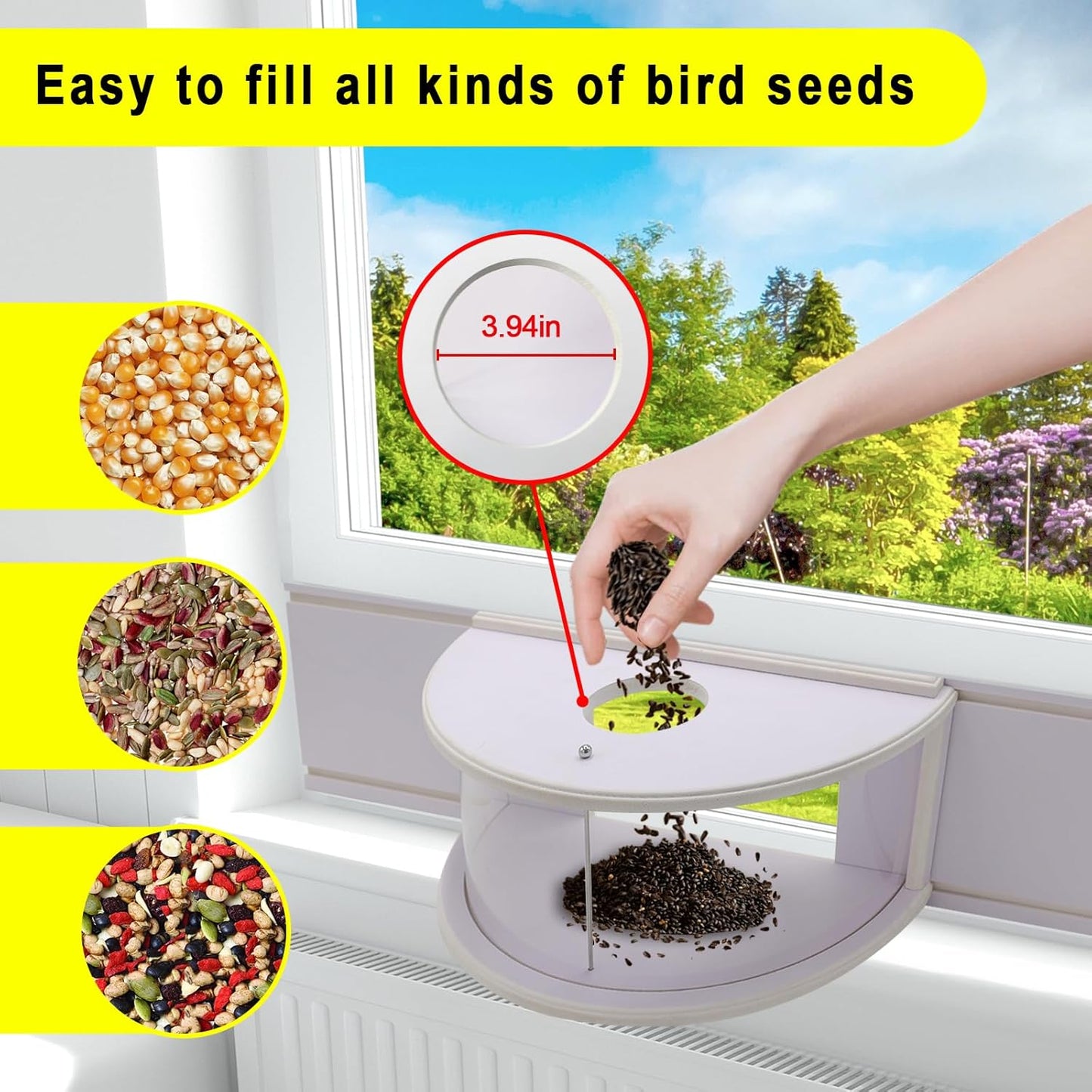 Window Bird Feeder 180°View Wood Durable and Elegant for Outdoors&Indoor for Viewing Inside House - Bring Joy to Your Home with This Small Window Bird Feeder