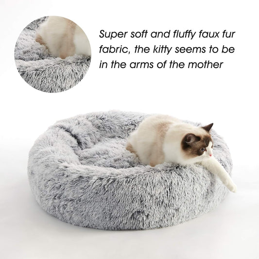 WESTERN HOME WH Calming Soft Round Dog & Cat Bed, Anti-Anxiety Donut C
