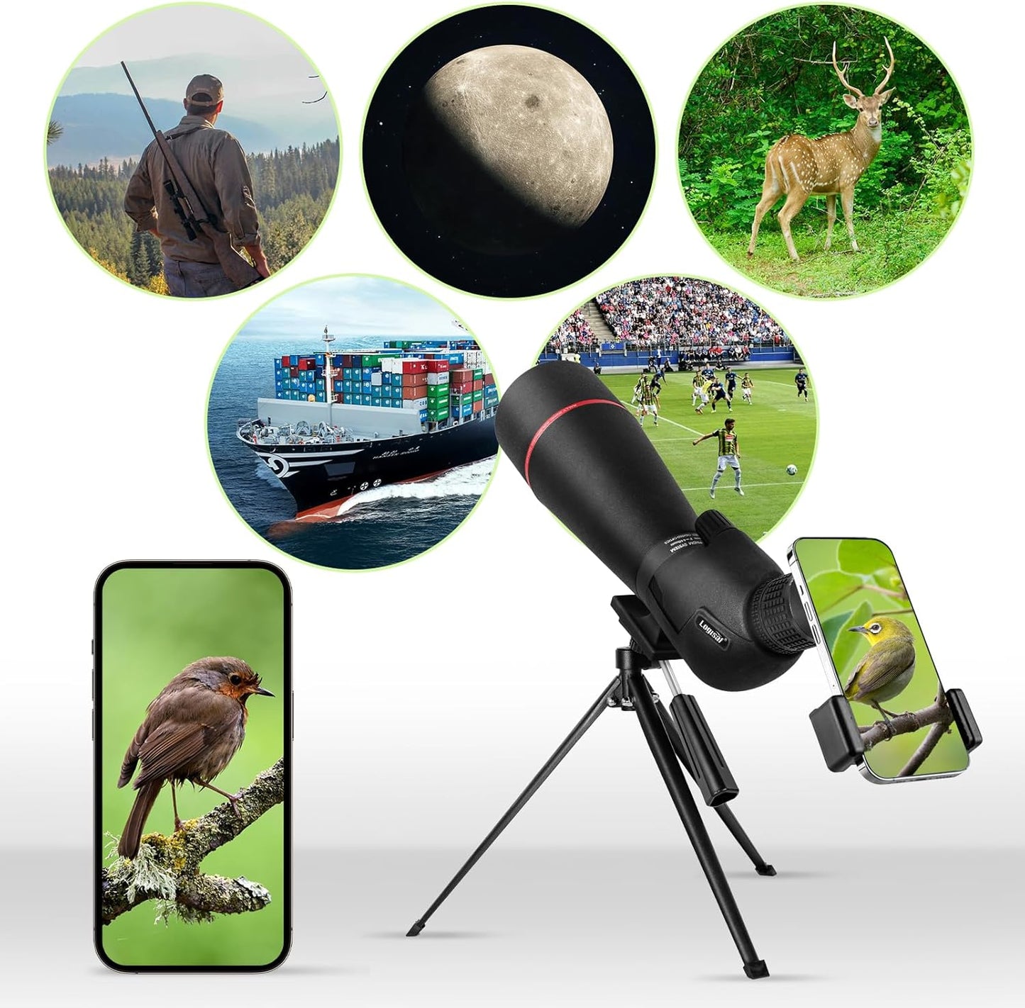 25–75x80 HD Spotting Scope for Bird Watching & Target Shooting, BAK4 Prism Angled Spotter Scope with Tripod & iPhone Adapter, Waterproof Fogproof Birding Scope for Hunting & Wildlife Viewing