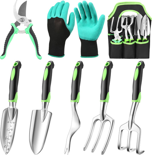 JMOO Garden Tools, 8-Piece Garden Tool Set with Non-Slip Ergonomic Han