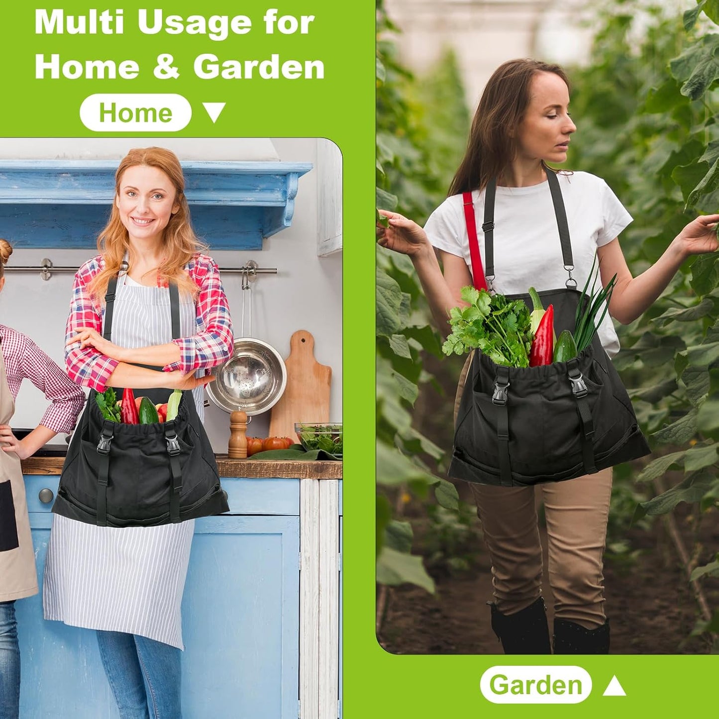 Cosmos Garden Harvest Apron - Canvas Gardening Apron with Quick Release Pouch & 2 Side Pockets