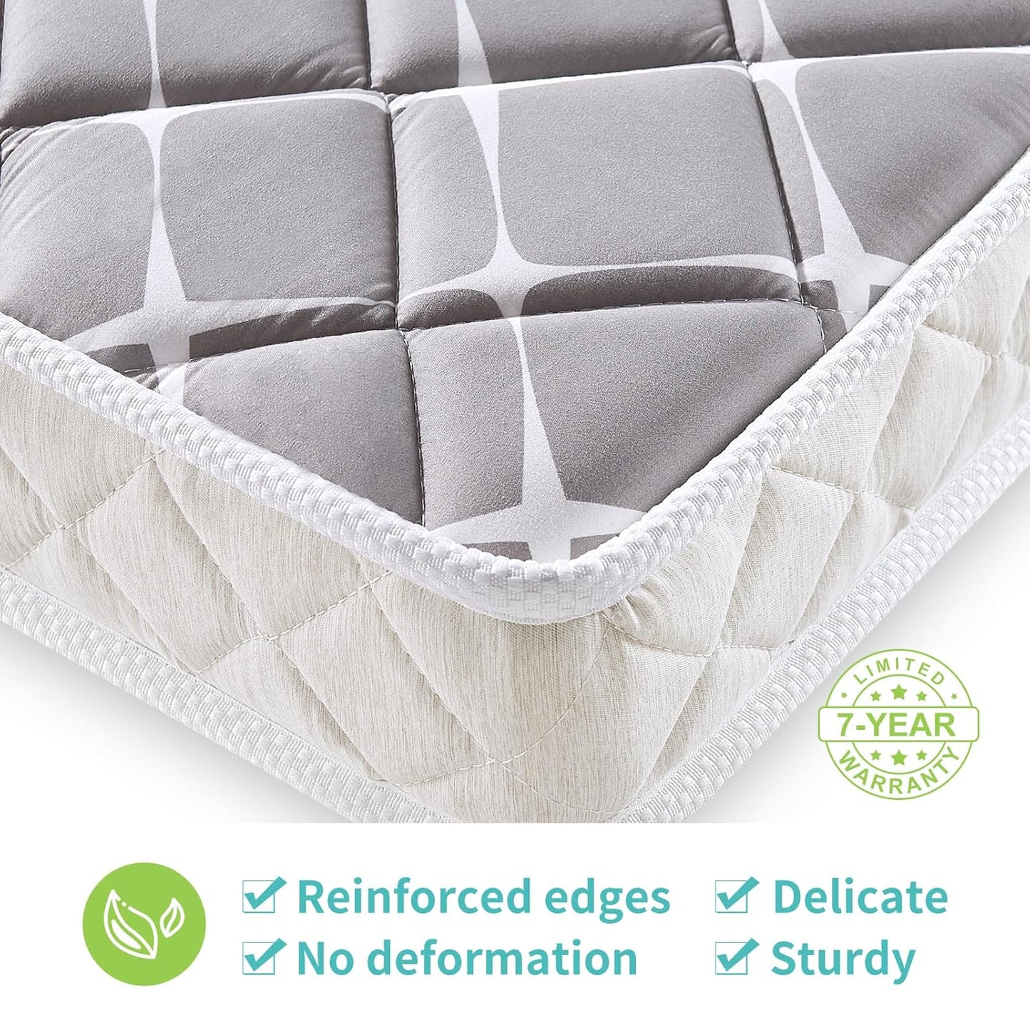Premium Hypoallergenic Baby Crib Mattress and Toddler Mattress - 52" x 27.6" x 5" - Breathable - Firm Soft - Fits Standard Cribs and Toddler Beds