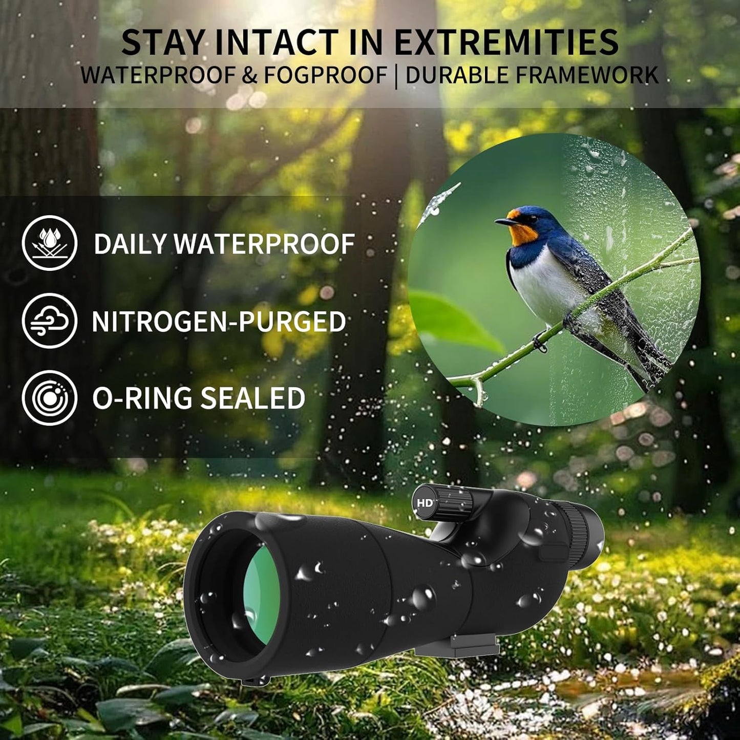 Spotting Scope with Tripod, Spotter Scope for Adults,Bird Watching Gifts for Men, Husband& Nature Lovers - Outdoor Nature Exploration & Stargazing, Birthday Gift for Father,Easter Gift for Teens