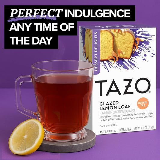 TAZO Dessert Delights Glazed Lemon Loaf Herbal Tea Bags, Aromatic Blen