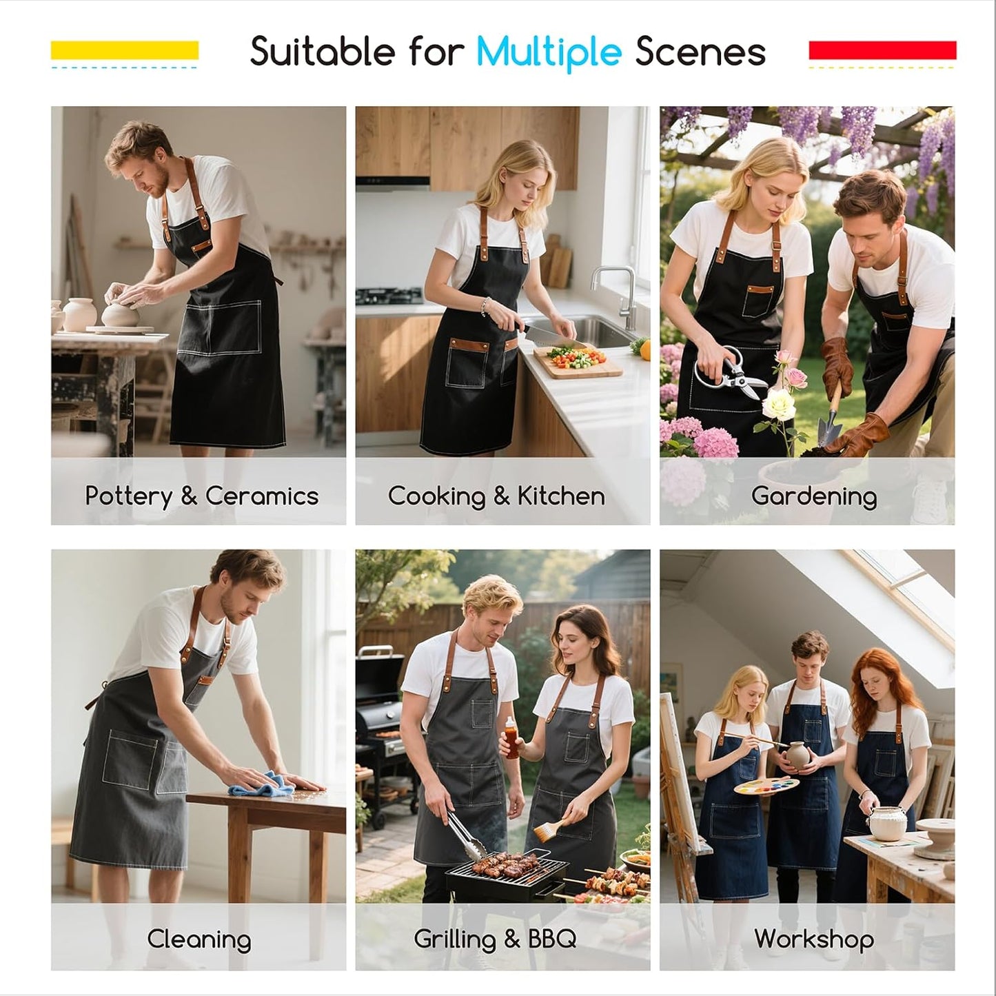 MEEDEN Painting Apron for Men Women: Adjustable Cross Back Waterproof 