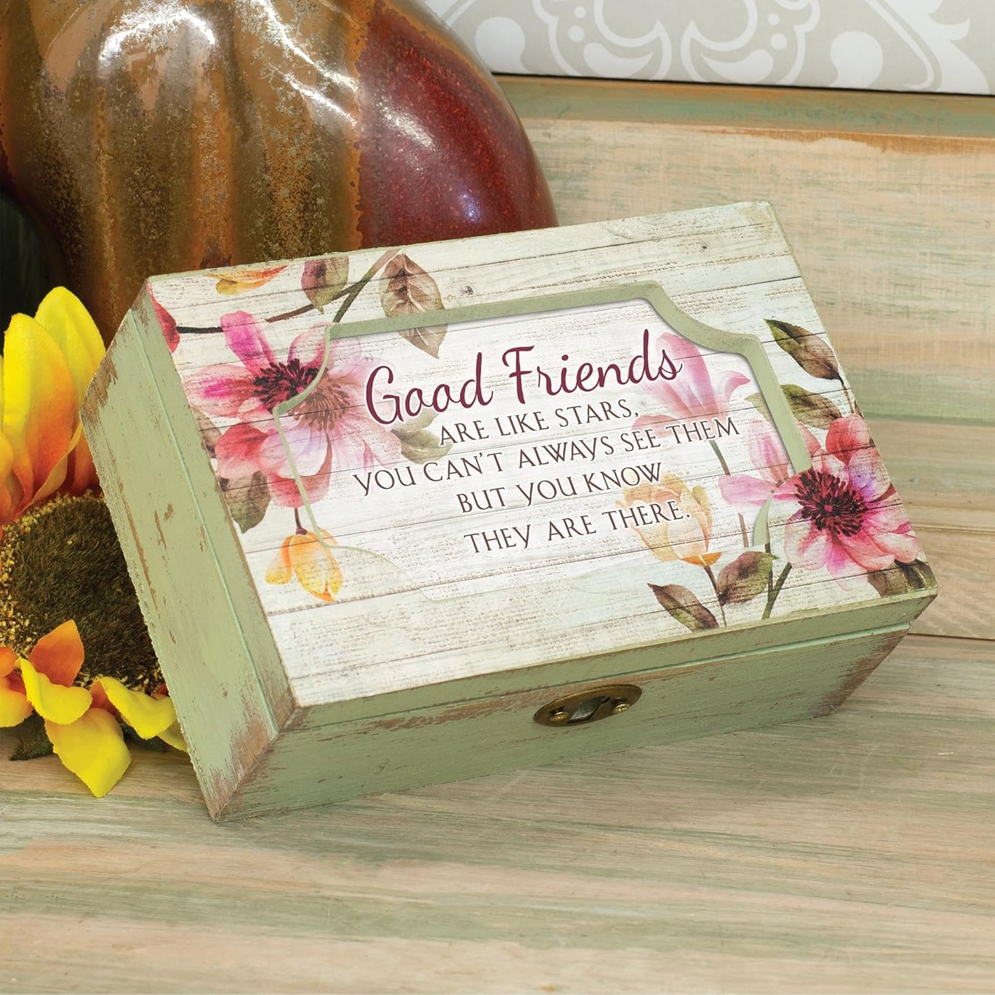 Cottage Garden Friend Like Stars Floral Decoupage Petite Music Box Pla
