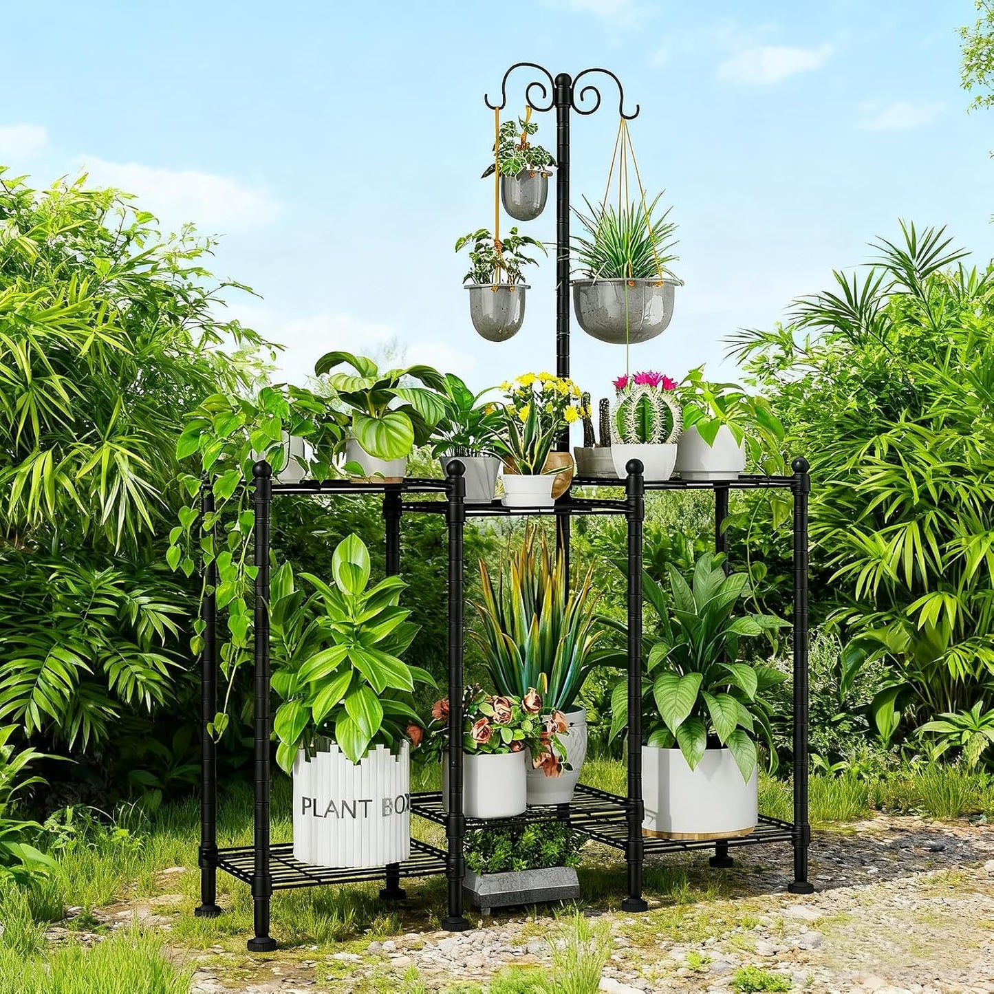Plant Stand Indoor Outdoor, Heavy Duty Metal Waterproof 6 Tiered Plant