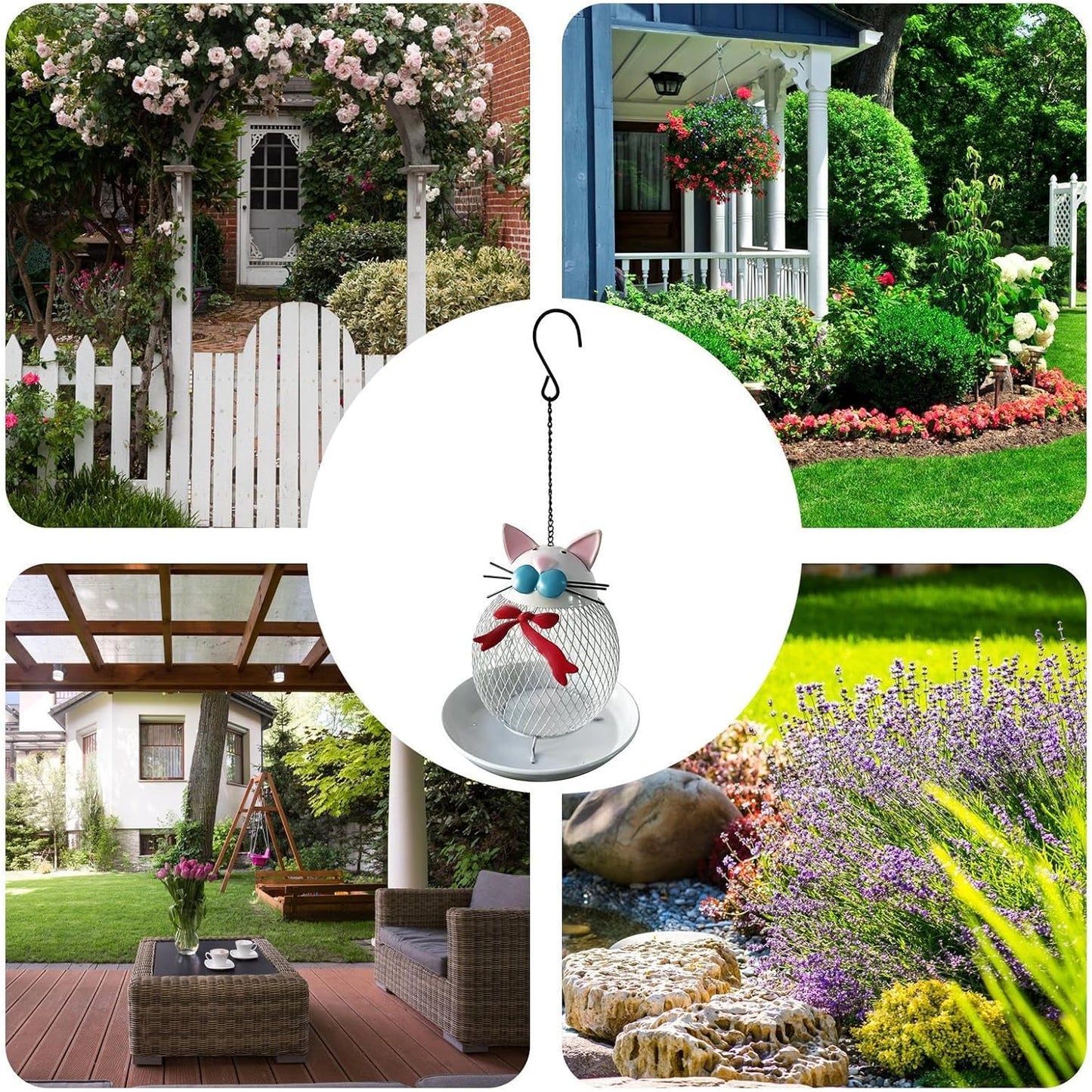 Wild Bird Feeders,Squirrel Proof Cat Shape Feeding Station,Garden Bird