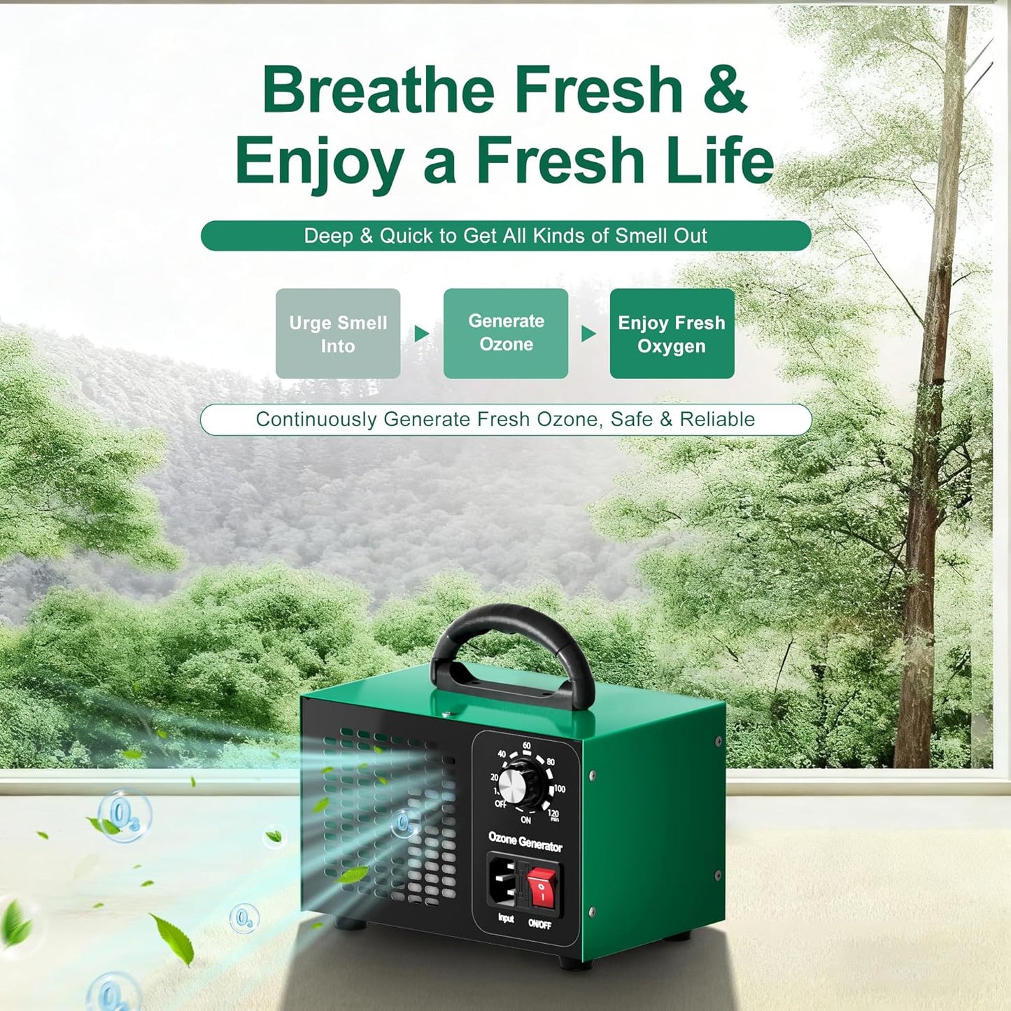 Ozone Generator 45,000mg/h, Industrial O3 Deodorizer for Areas of 2500