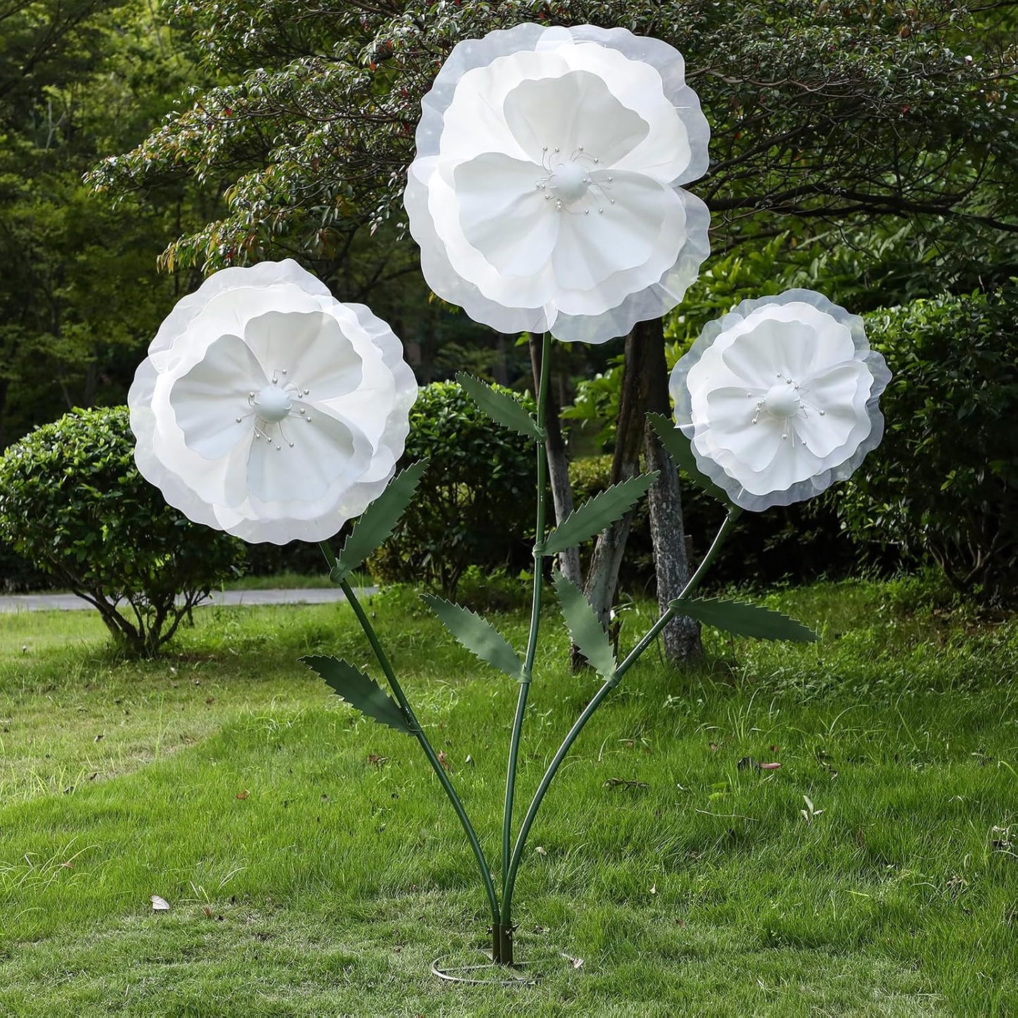 Chunful 6.1 ft Giant Flowers for Decoration with Stand Large Artificial Plastic Flowers Big Handcrafted Decoration for Garden Birthday Party Wedding Props Festival Shop Window Display(White)