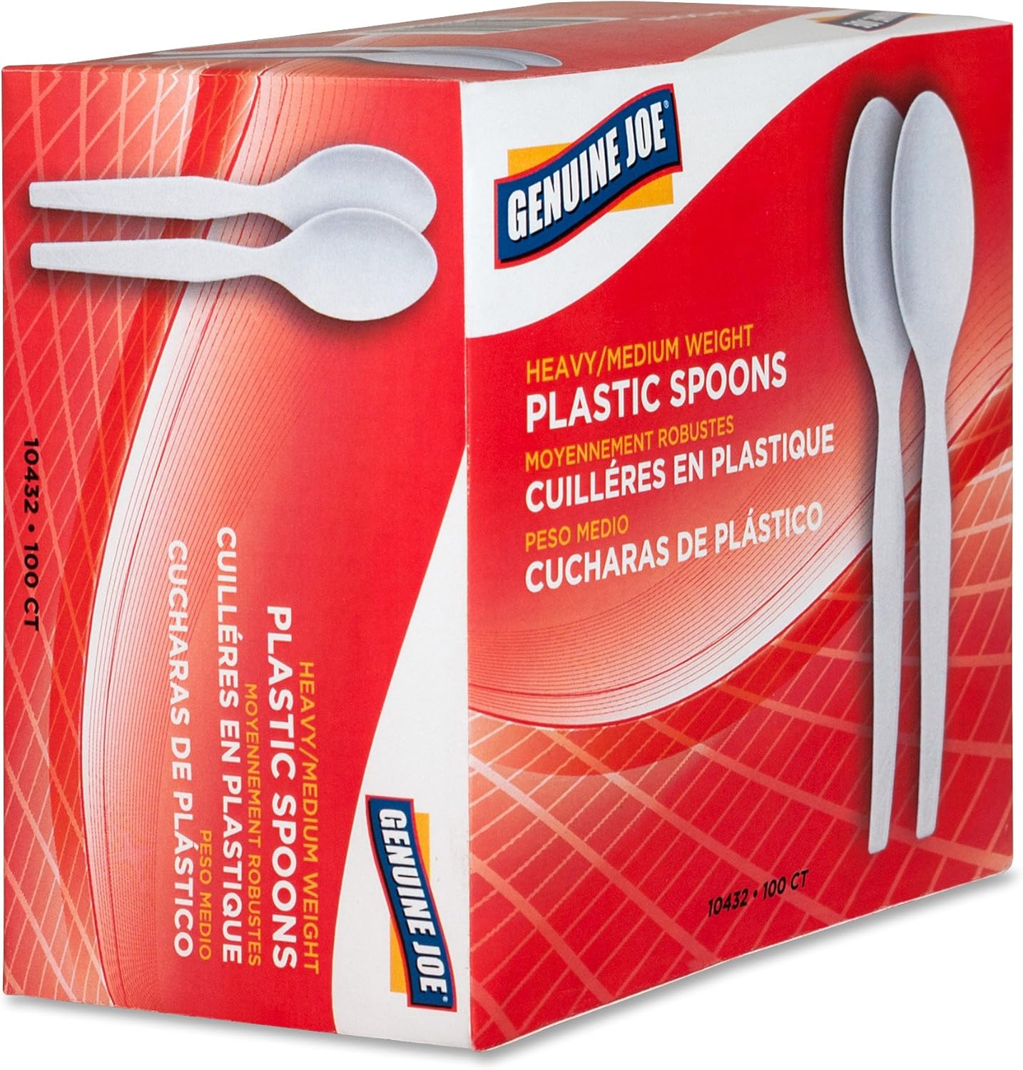 Genuine Joe Heavy/Medium Weight Plastic Spoon, White, 100 Count