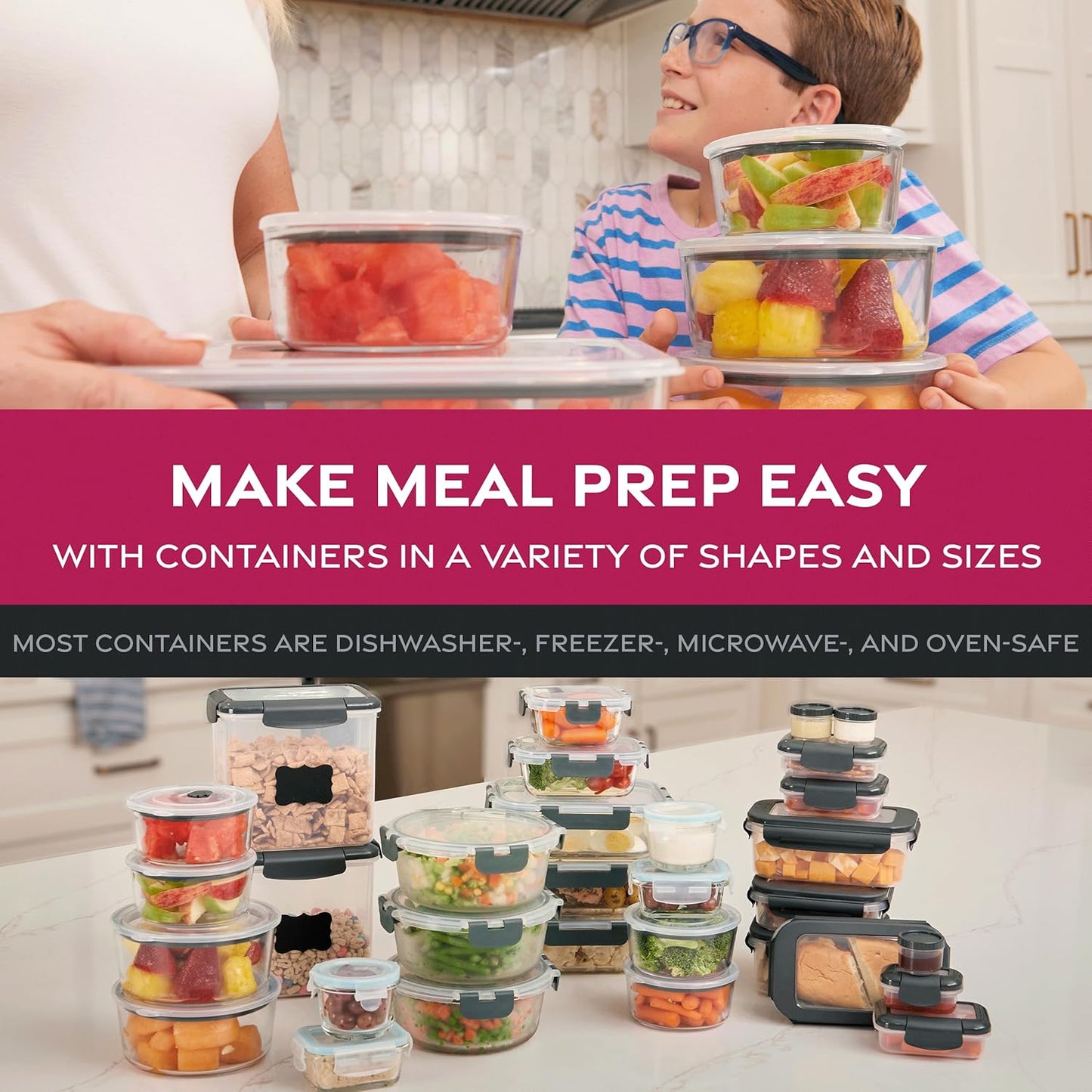 FineDine 24 Piece Premium Borosilicate Glass Meal Prep Containers Glas