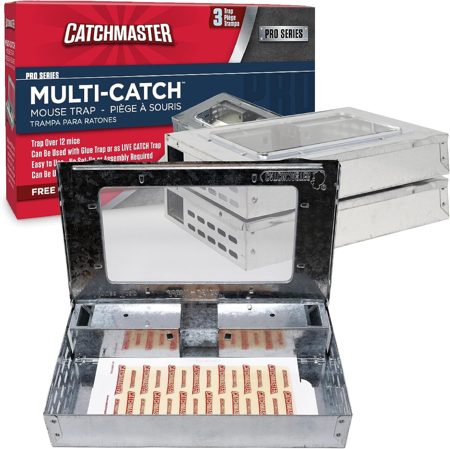 Catchmaster Multi-Catch Mouse Trap 3-Pack, Humane Mouse Traps Indoor f