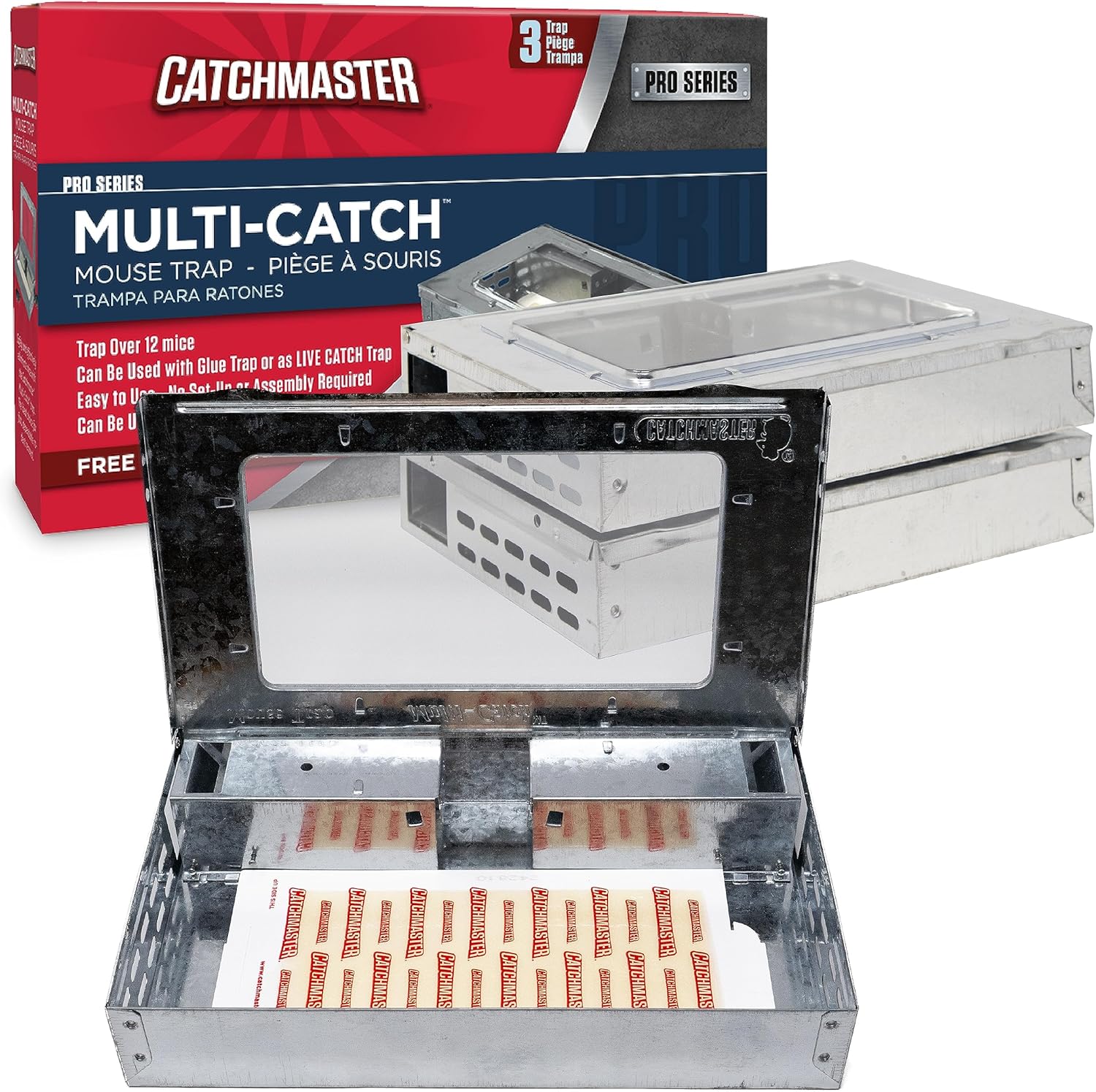 Catchmaster Multi-Catch Mouse Trap 3-Pack, Humane Mouse Traps Indoor f