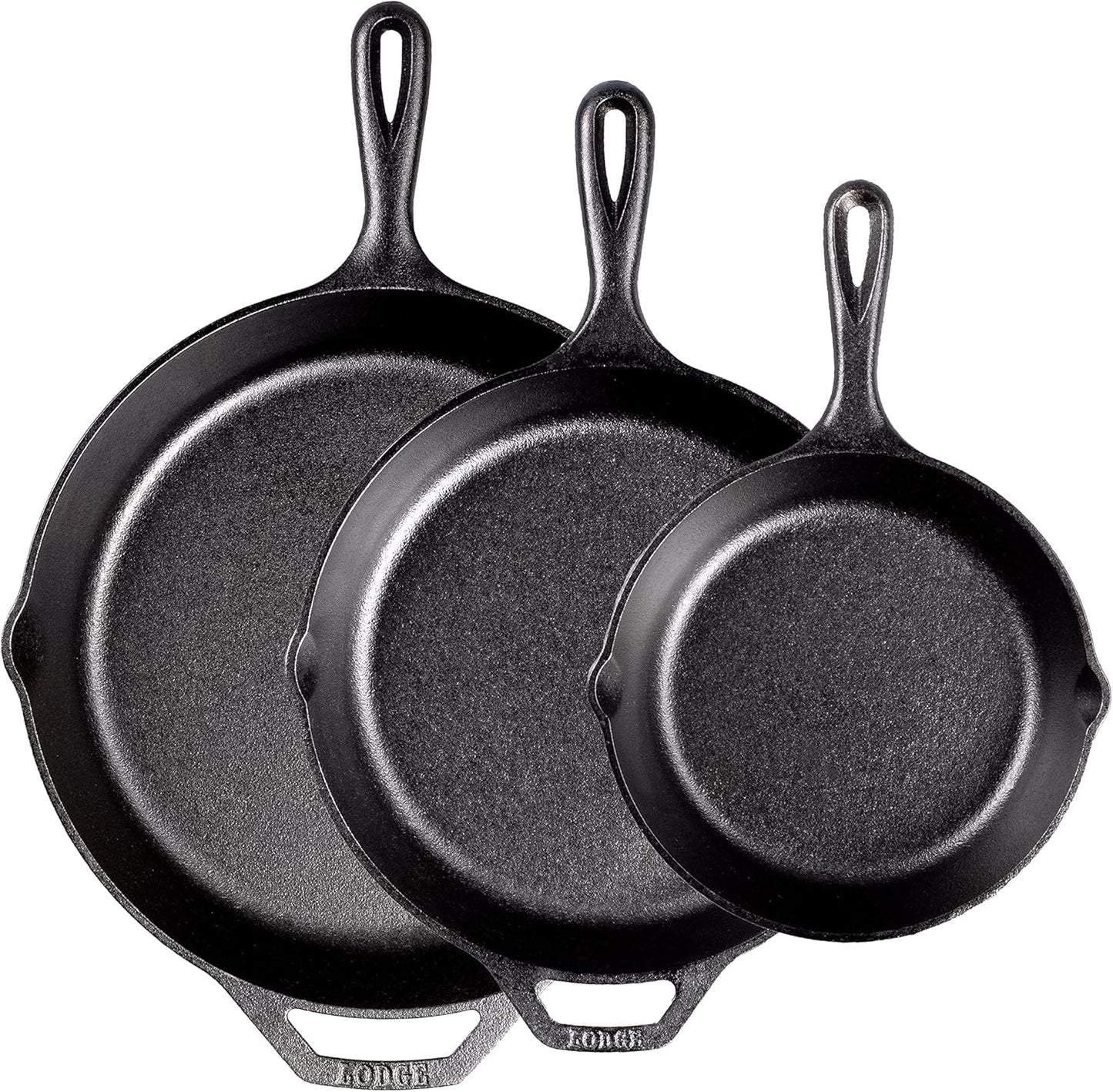 Lodge Seasoned Cast Iron Skillet Set - PFAS-Free, Non-Toxic Cookware -