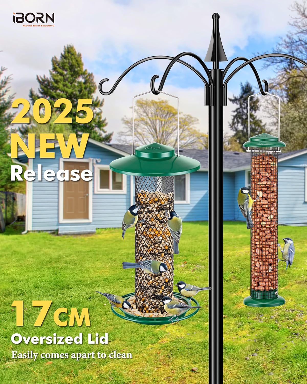 iBorn Peanut Bird Feeder,Sunflower Seed Feeder,13.5 Inch Metal Mesh Tu