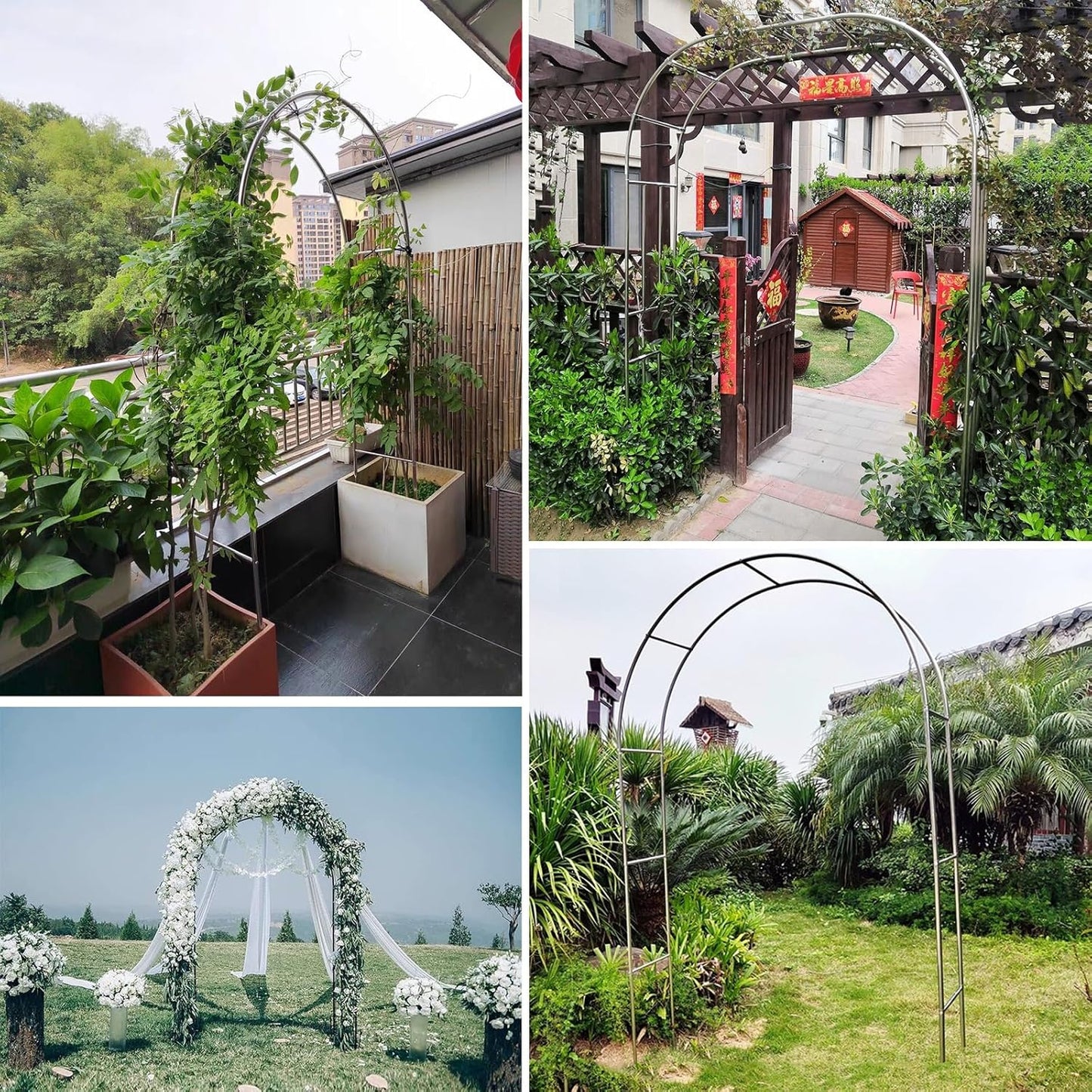 Stainless Steel Garden Arch, 7.5ft/7.9ft High Trellis for Climbing Plants, Metal Archway for Roses, Outdoor Patio Décor, Durable Garden Decoration (11x7.9ft)