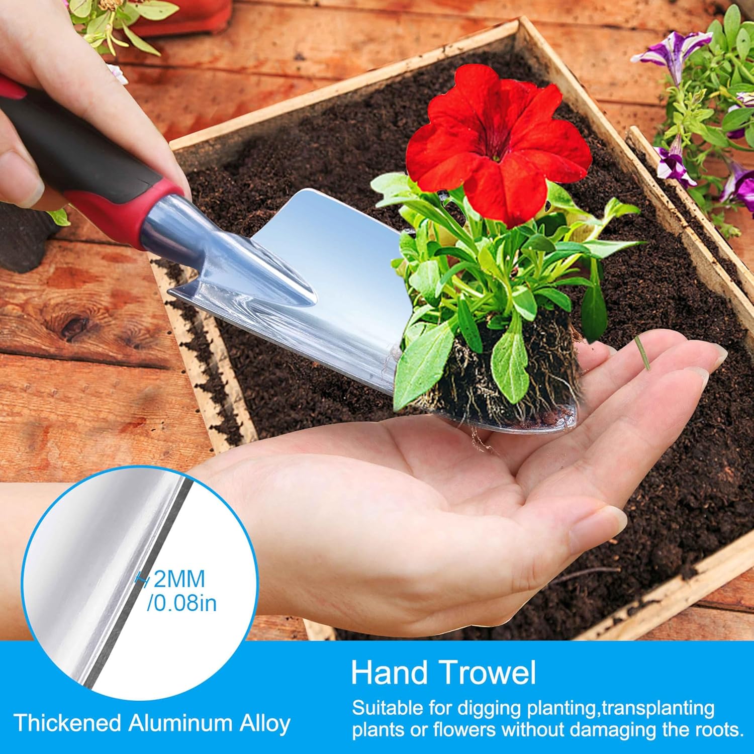 Garden Tool Set, 3 Pieces Aluminum Heavy Gardening Kit Including Hand 