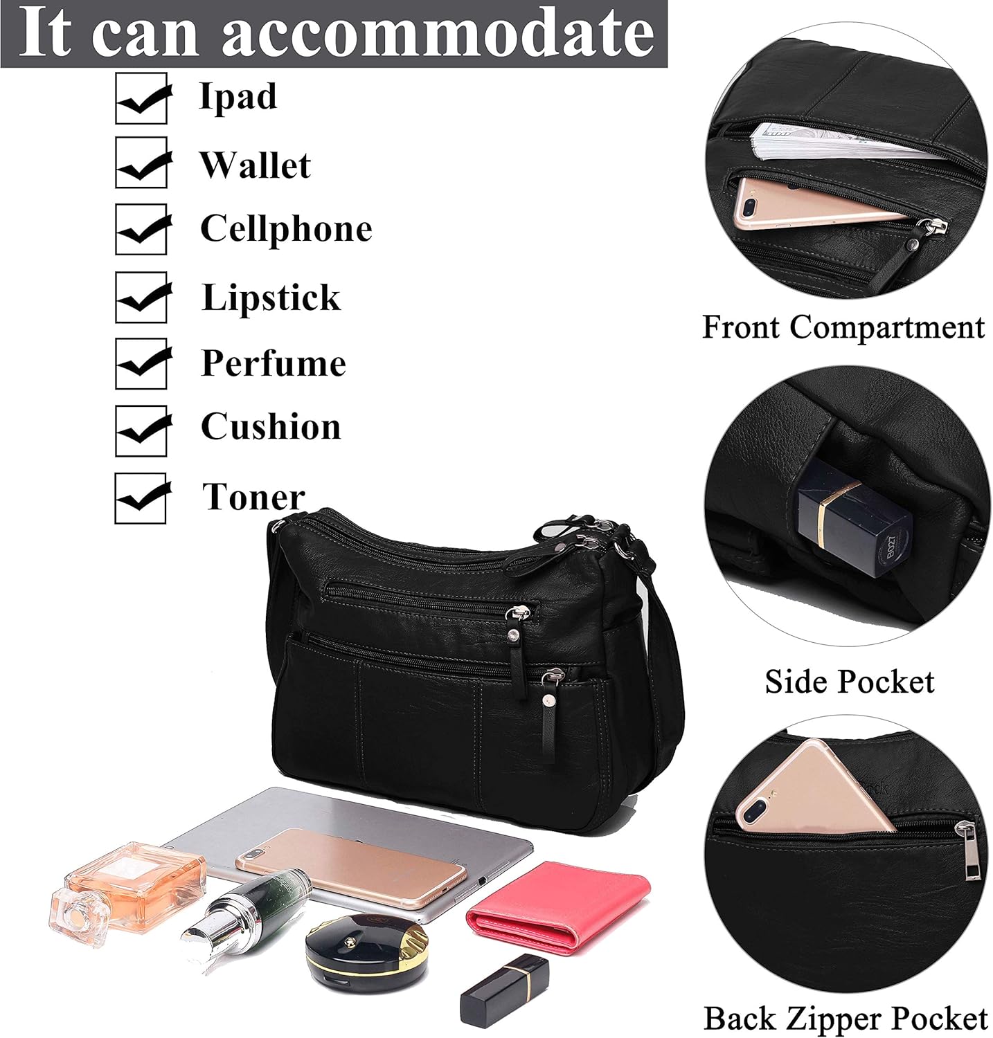 VOLGANIK ROCK Purses for Women Soft PU Leather Shoulder Bag Ladies Cro