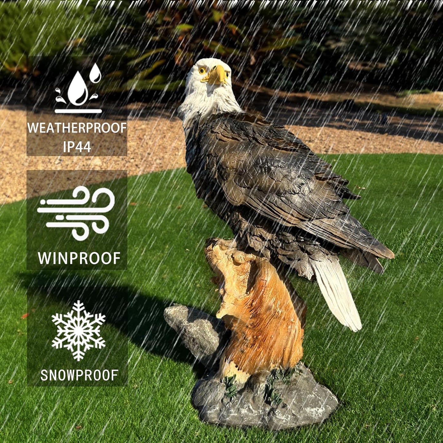13.2" Real Eagle Outdoor Sculpture,Funny Bird Statue,Garden Beach Statue Decorations,Resin Animal Seabird Ornaments,Coastal Beach Decor,Patio Decor for Table Statues for Garden,Lawn,Yard