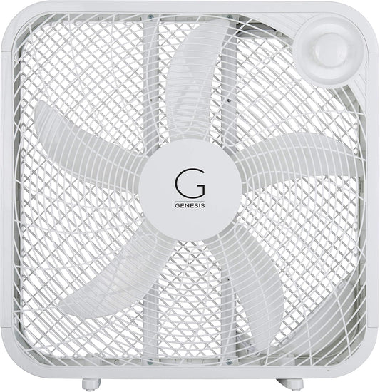 Genesis 20" Box Fan, 3 Settings, Max Cooling Technology, Carry Handle,