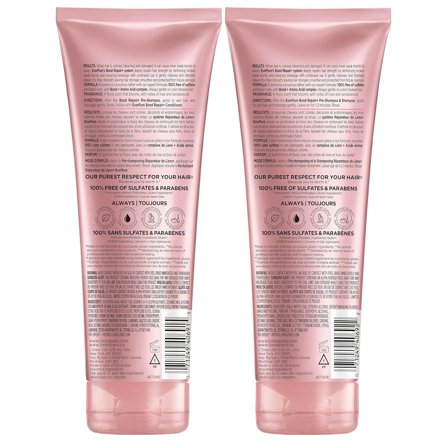 L'Oreal Paris EverPure Sulfate-Free Vegan Hair Care Kit - Shampoo and 