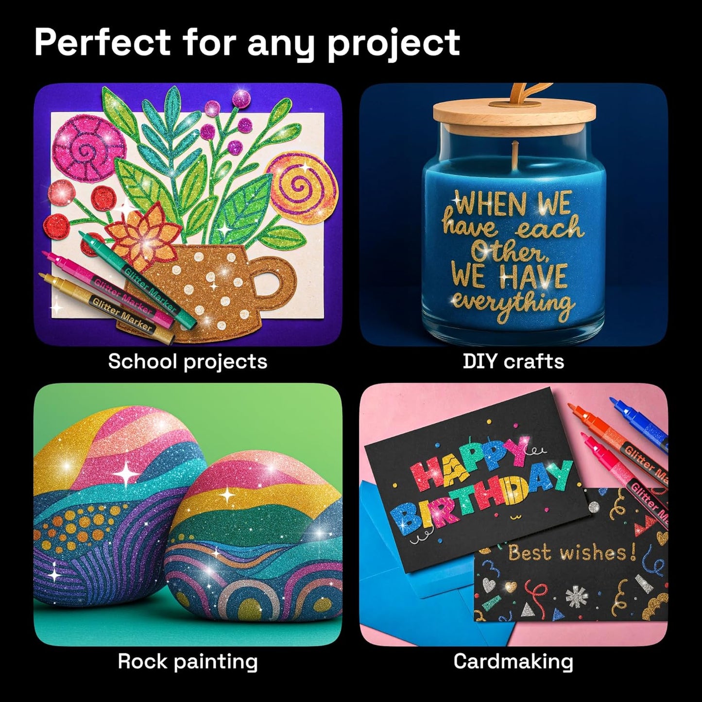 ARTISTRO 12 Glitter Paint Pens for Glass Marking, Rock Painting, Ceram