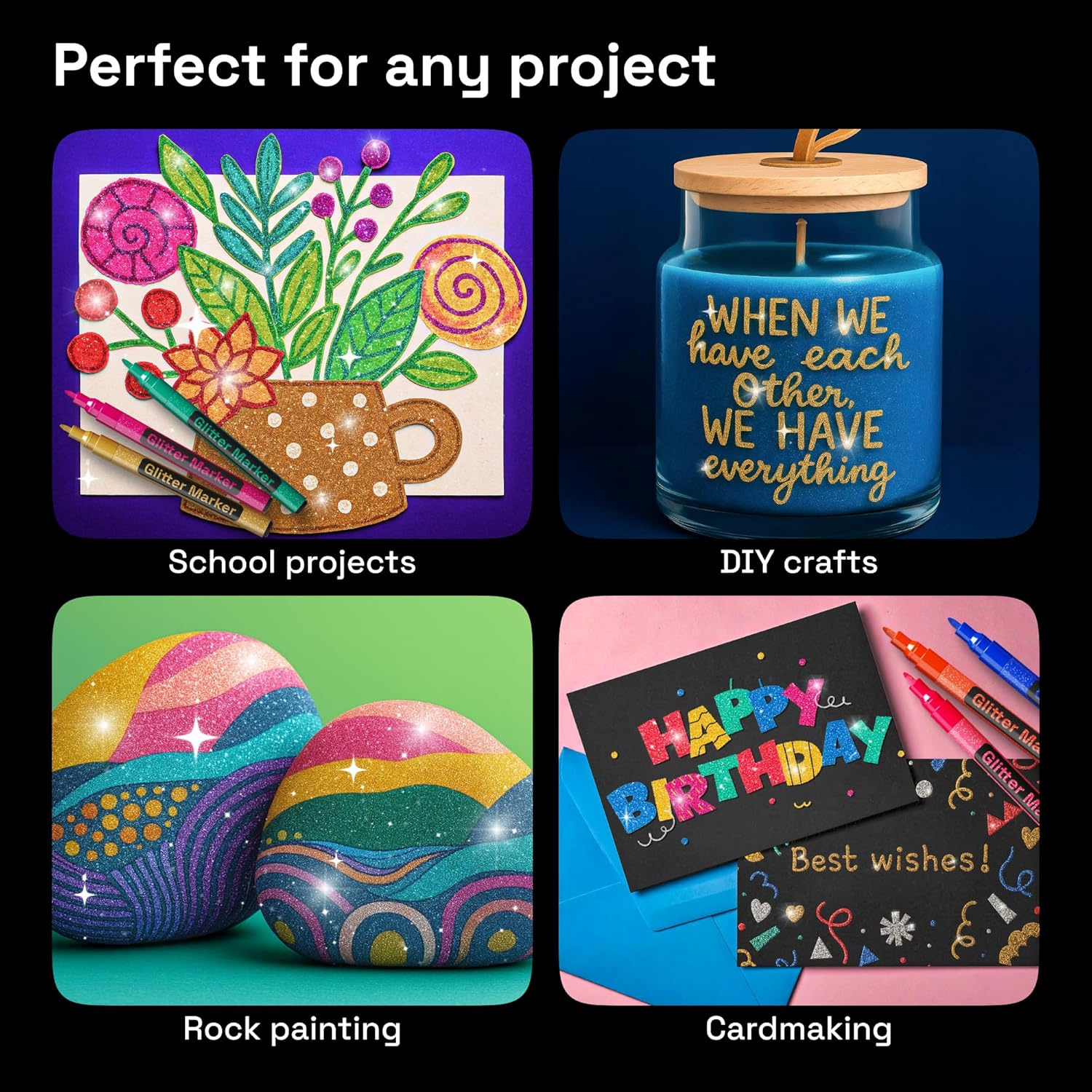 ARTISTRO 12 Glitter Paint Pens for Glass Marking, Rock Painting, Ceram