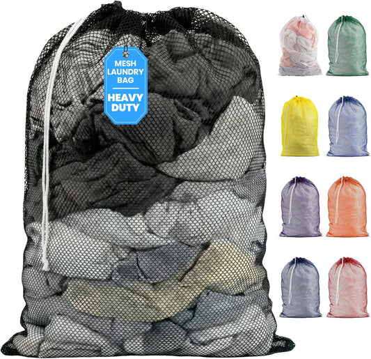 Handy Laundry Mesh XL Laundry Bag - Durable, Machine Washable with Secure Drawstring Closure - Perfect for College Dorms, Laundromats, Apartments (Black, Large 24" x 36")