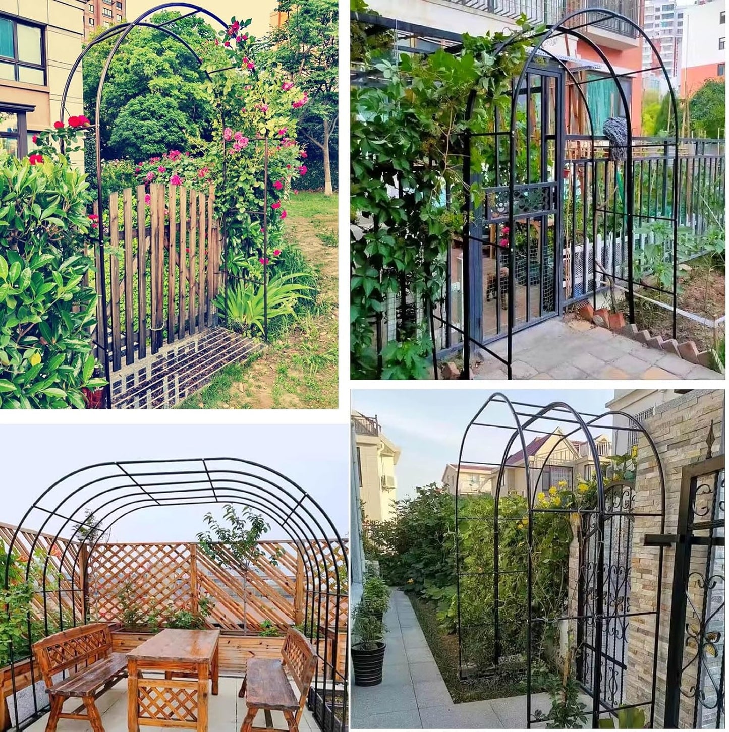 Heavy Duty Garden Trellis Arch for Climbing Plants, Metal Rose Arbor Support, Outdoor Wedding Archway, 1.2x2.2m Large Trellis for Roses and Vines