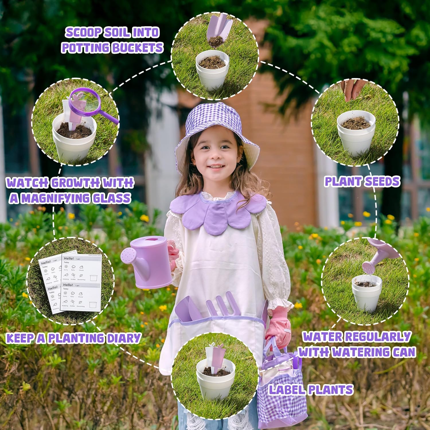 ROBOTIME Kids Gardening Set, 17PCS Toddler Gardening Tools, Toddler Ga