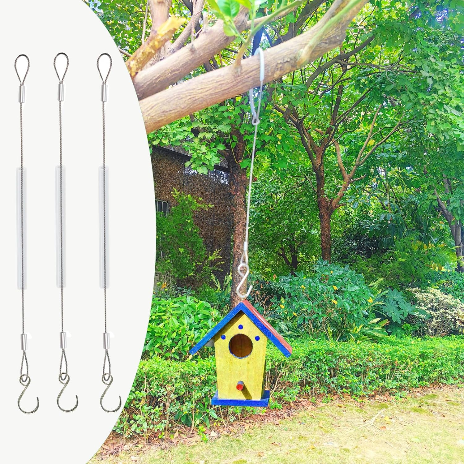 4 Pcs 19.29 Inch Bird Feeder Hanger for Tree with S-Hook Hanging Cable