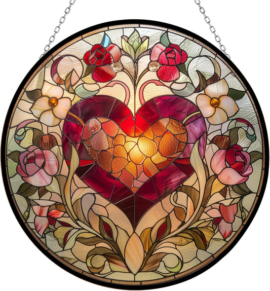 Personalized Name Valentine Heart Stained Glass Window Hanging by Clare Donovan Suncatcher Stained Glass Valentine