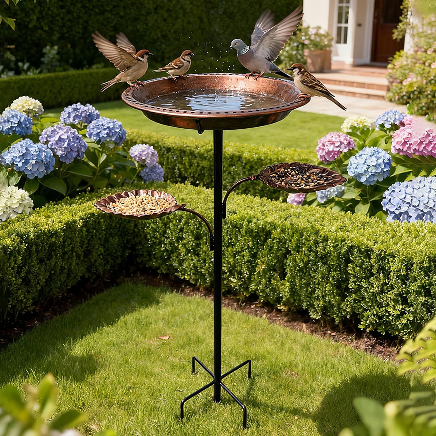 Metal Bird Bath for Outside - 36In Vintage Freestanding Birdbaths and 