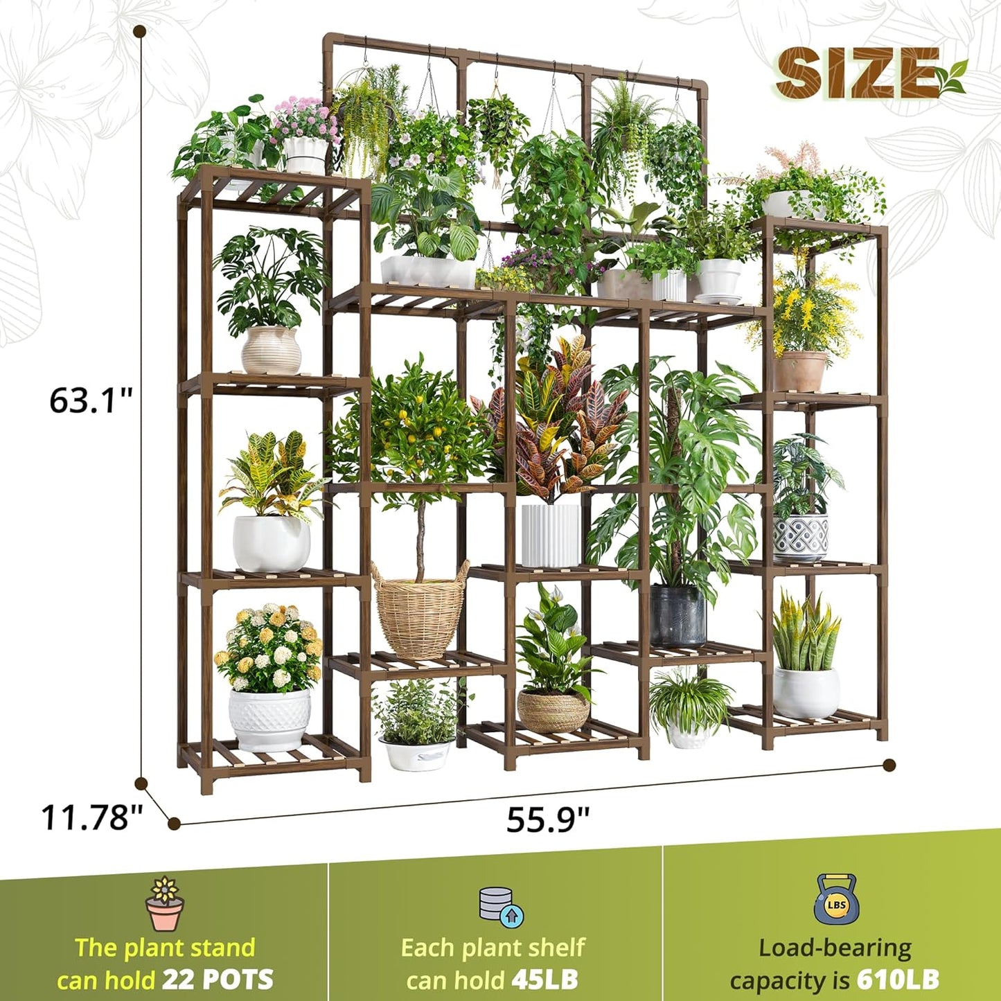 EnHomee Plant Stand Indoor Tall Plant Stand Outdoor Large Wood Plant S