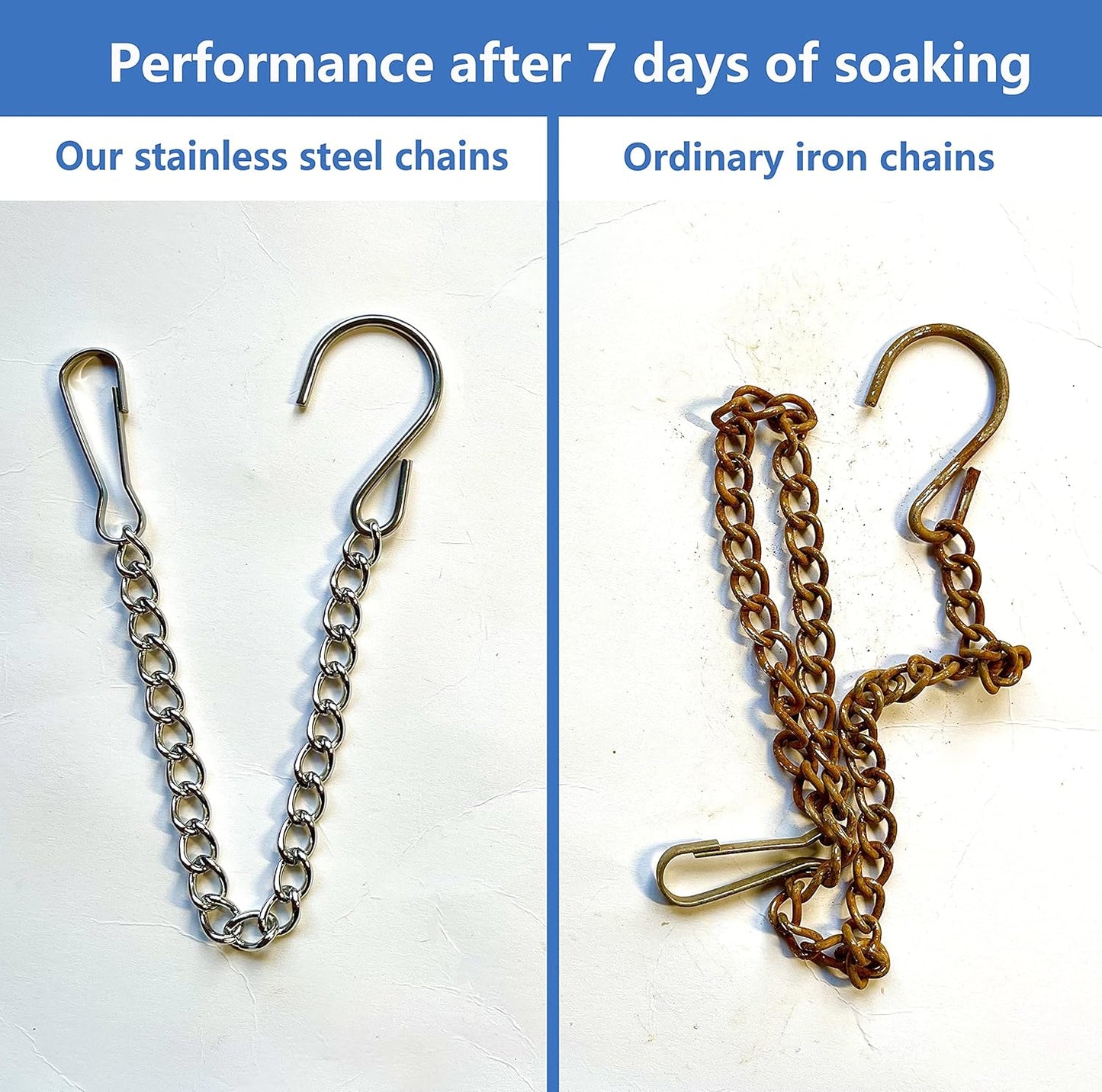 APAY Hanging Basket Chains,2 Pack 10 Inches Stainless Steel Hanging Chains for Bird Feeder Plants Billboard Chalkboards Wind Chimes Flower Pots Chains Signs and Ornaments,no Rust