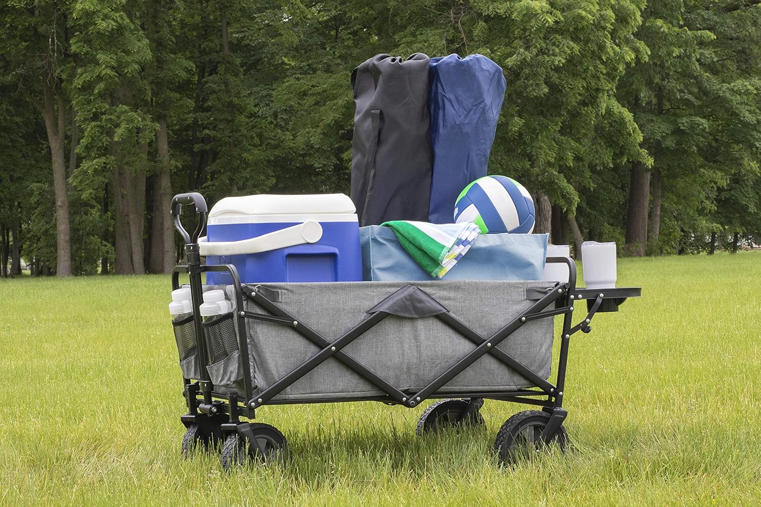 Mac Sports Collapsible Folding Outdoor Utility Wagon (Wagon with Side 